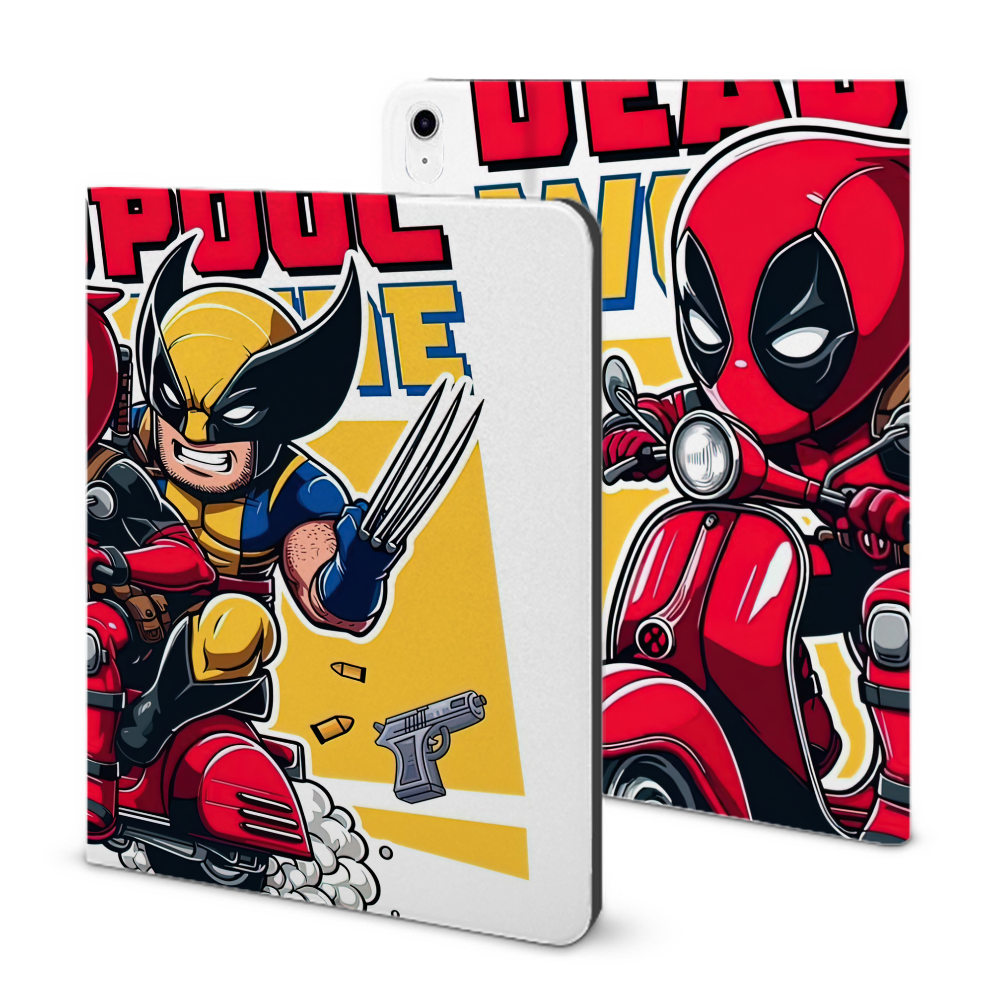 （画像用） Deadpool デッドプール IPad ケース ブック型 PUレザー TPU 耐衝撃 軽量 薄型 ペン収納なし 全面保護 IPad 各モデル対応